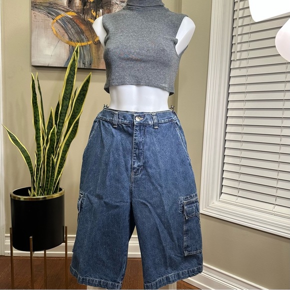 utility Pants - Vintage Denim Cargo Style Shorts Size 33